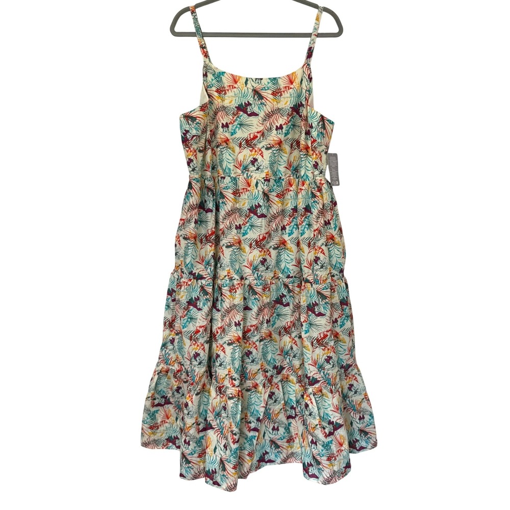 Disney Minnie Mouse Tropical Palm Tiered Maxi Dress Plus Size 1X Vacation Resort